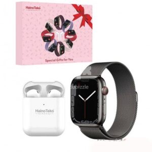 Haino Teko Germany GP3 Gift Box (Smart Watch / Air Pod / Leather Case / Two Extra Straps for Watch / Cables for Watch and Airpod)