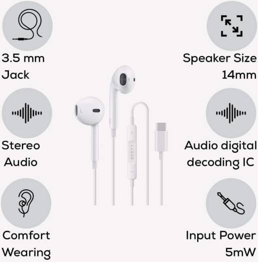 Lazor Mystic X EA130, Type-C Wired Headphones with Microphone, - Image 5