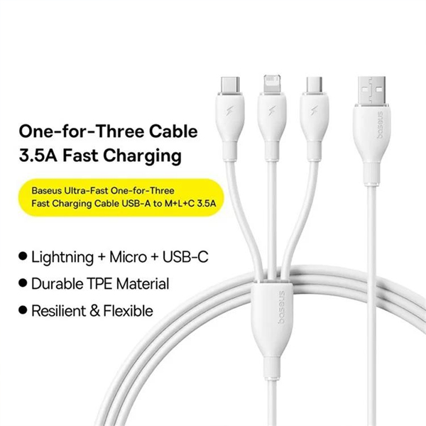 BASEUS ULTRA FAST USB A TO USB C-M-L CABLE 1.3M - Image 2