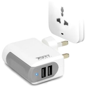Port Connect Dual USB Wall Charger White