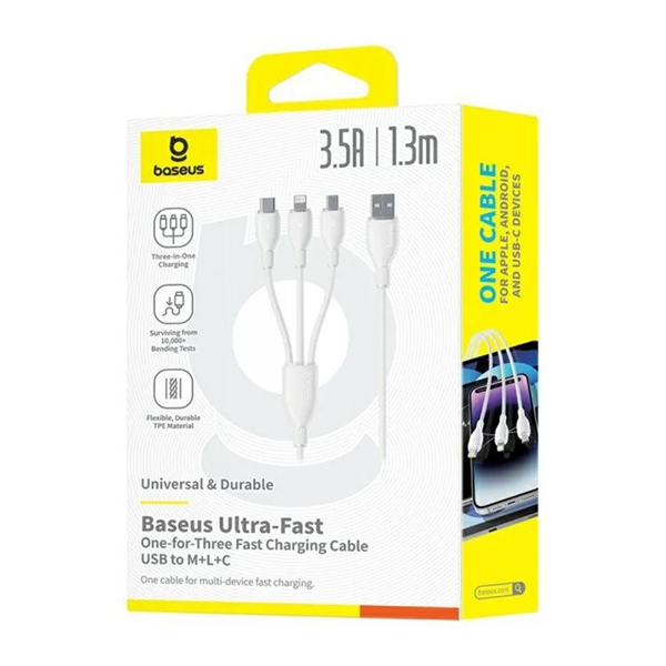 BASEUS ULTRA FAST USB A TO USB C-M-L CABLE 1.3M - Image 6