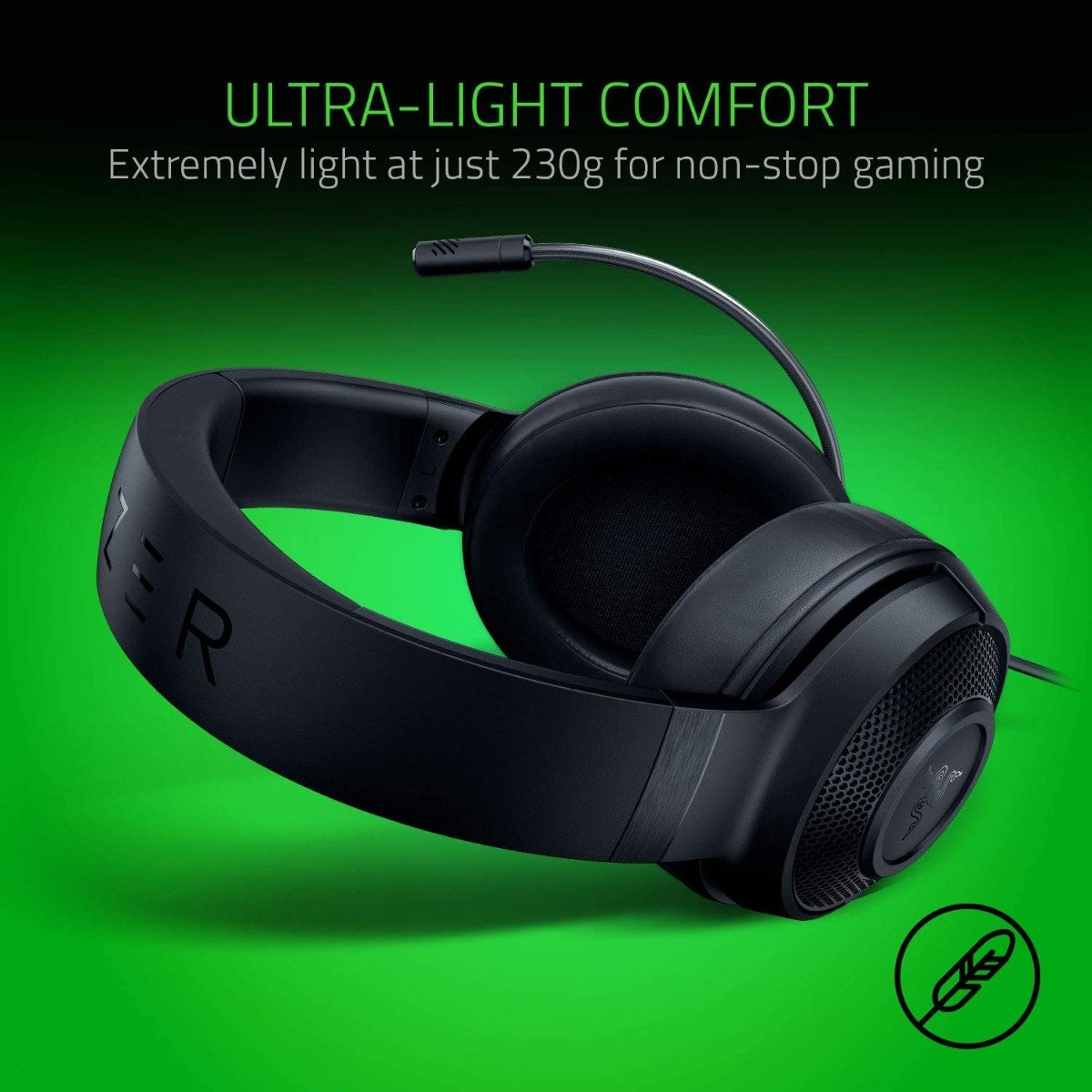Razer Kraken X Lite Ultralight Gaming Headset: 7.1 Surround Sound - Lightweight Aluminum Frame - Bendable Cardioid Microphone - for PC, PS4, PS5, Switch, Xbox One, Xbox Series X & S, Mobile - Image 3