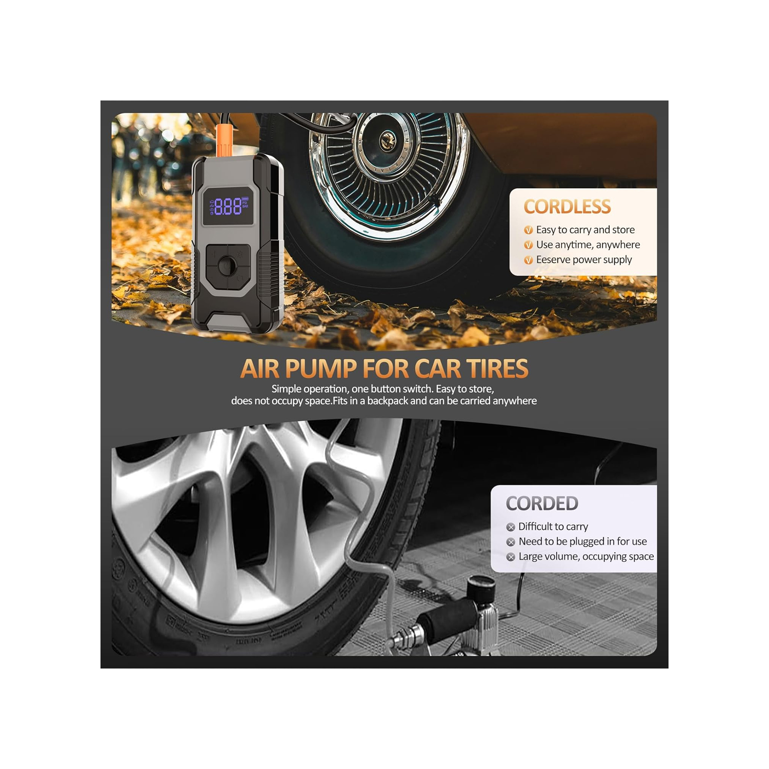 Go Des GD-B618 Portable Air Pump 5000mAh - Image 2