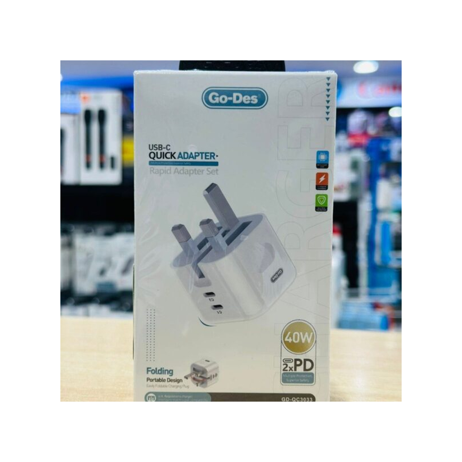 Go Des GD-QC3033 Dual USB C Charge Adapter