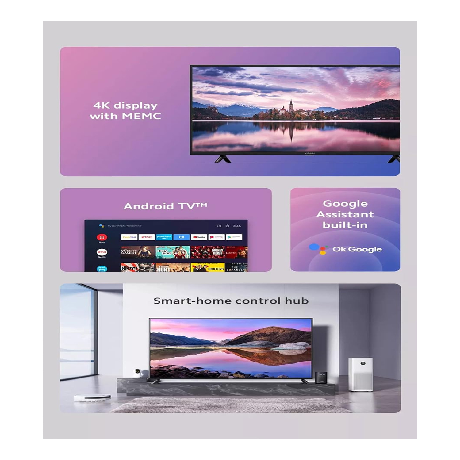 Xiaomi Mi Television P1E 4K UHD Resolution Smart TV Hands-free Google Assistant Stereo Speakers - Image 3