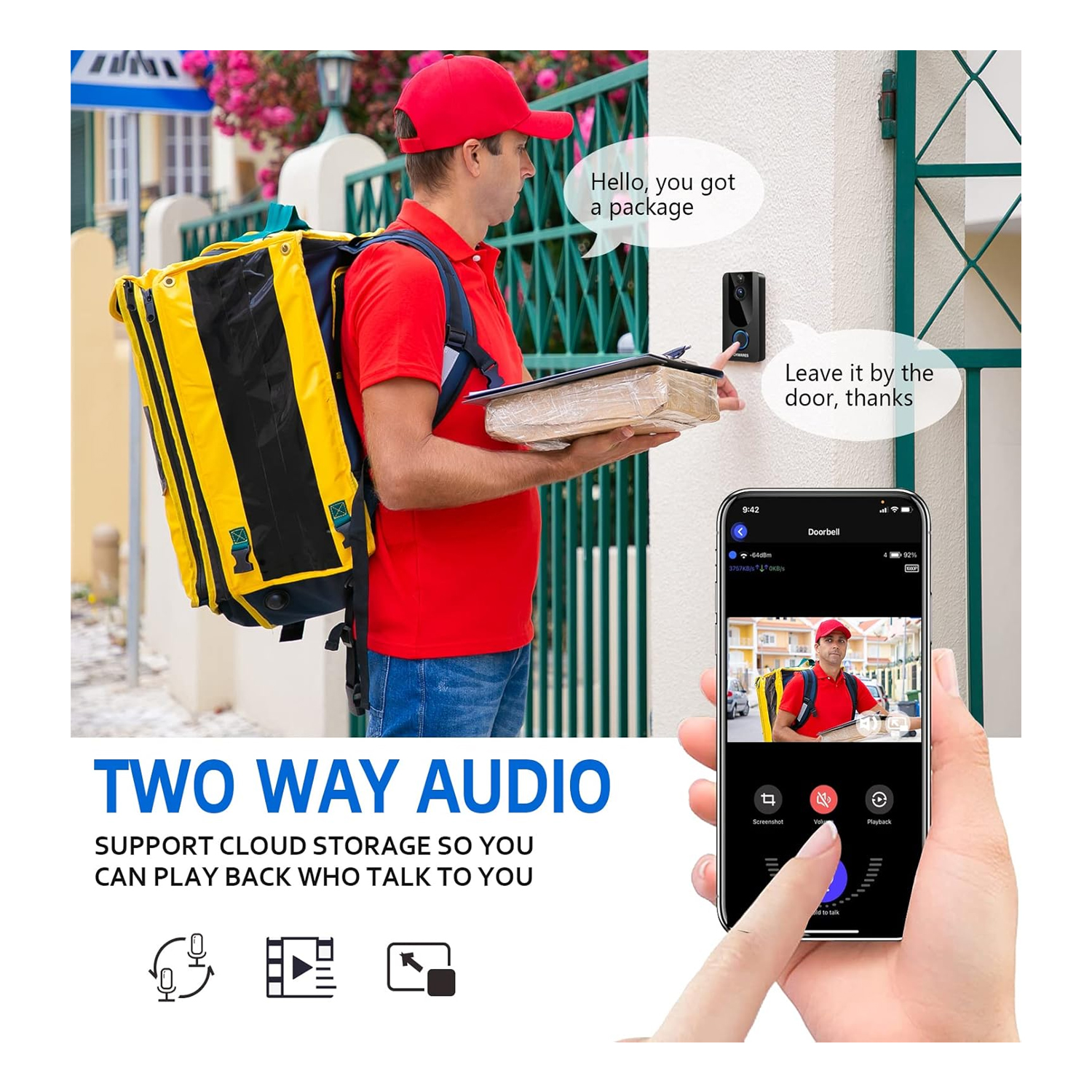 WIFI DOOR VIEWER W3, 1080P, RECHARGEABLE BATTERY, TWO WAY AU - Image 4