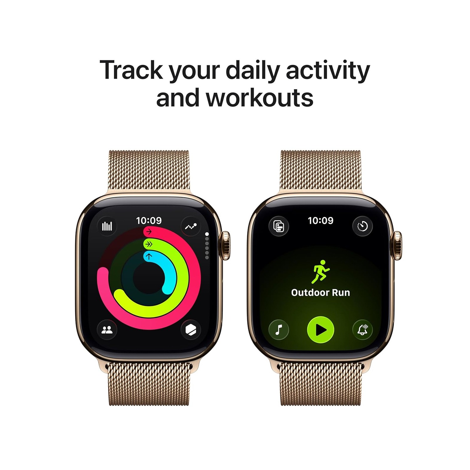 Apple Watch Series 11 GPS + Cellular 42mm Gold Titanium Case with Gold Milanese Loop - Image 4