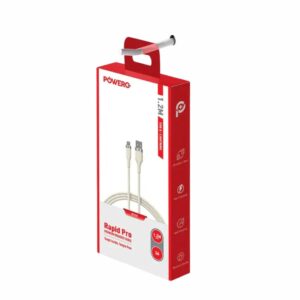 POWER+ RAPID PRO USB-A TO LIGHTING PREMIUM BRIADED CABLE 1.2M WHITE