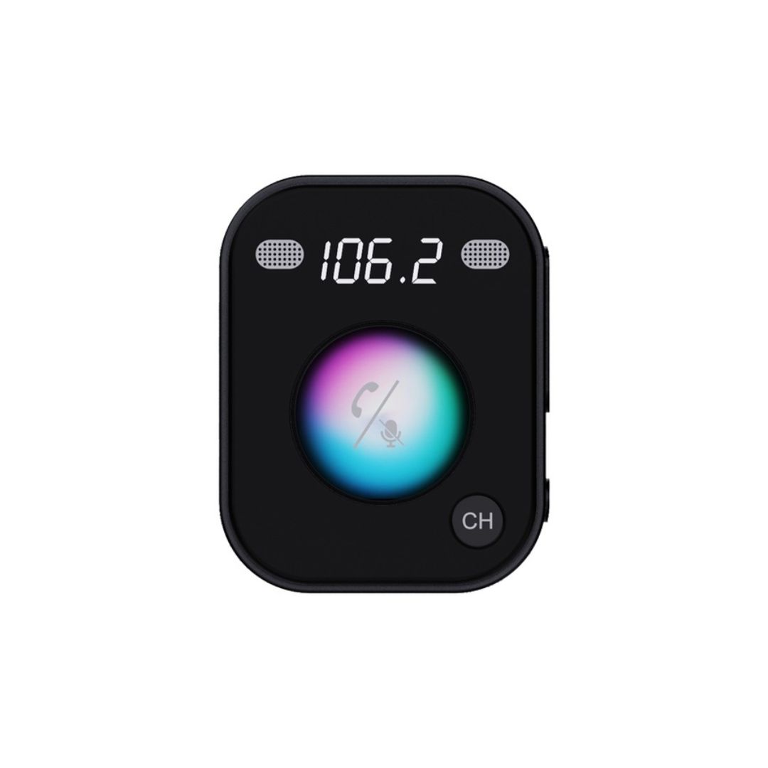 Porodo Dual Microphone FM Transmitter & Charger - Black - Image 2