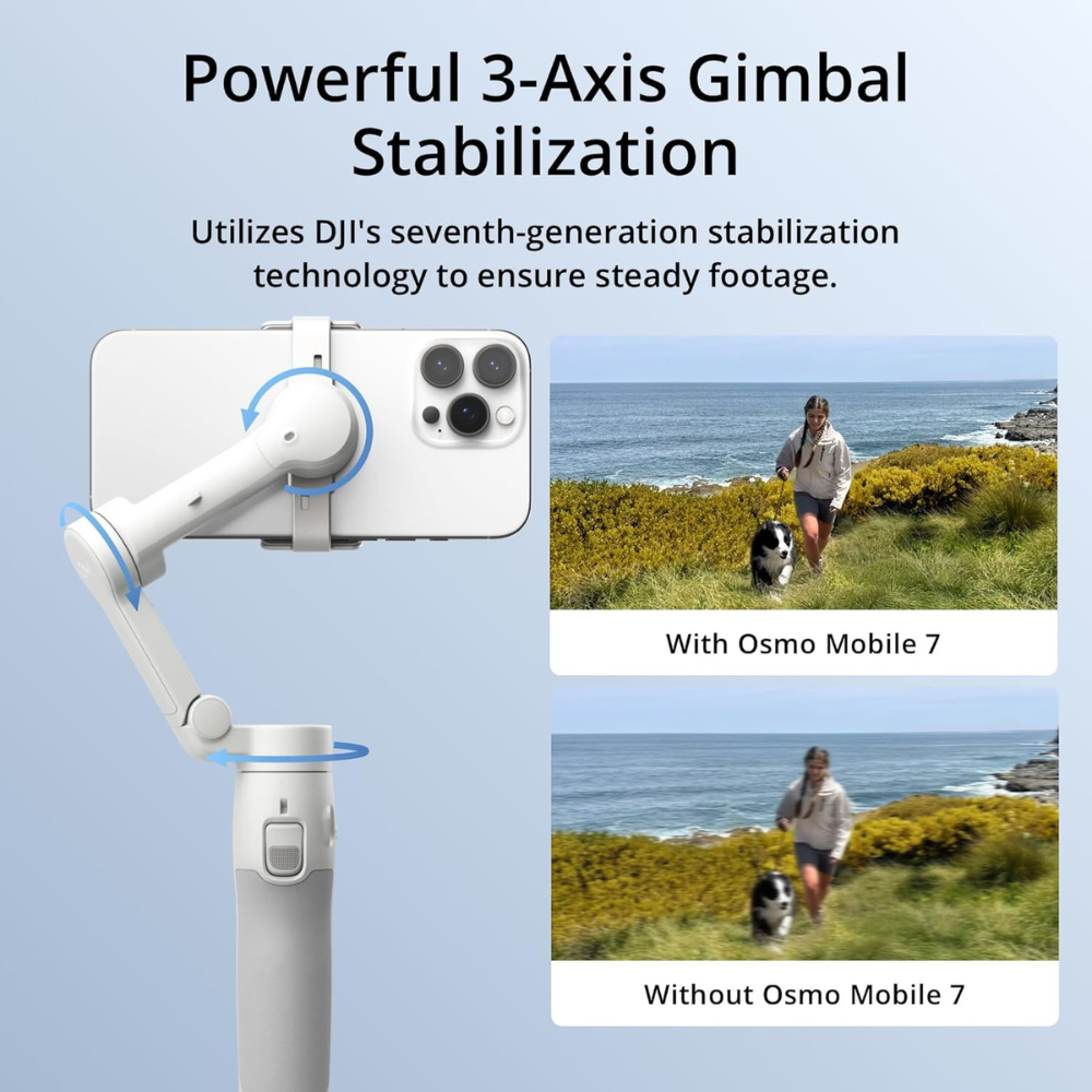 DJI Osmo Mobile 7 Gimbal Stabilizer for iPhone, Android, Built-in Tripod, Ultra-Light, Comfortable Grip - Image 4