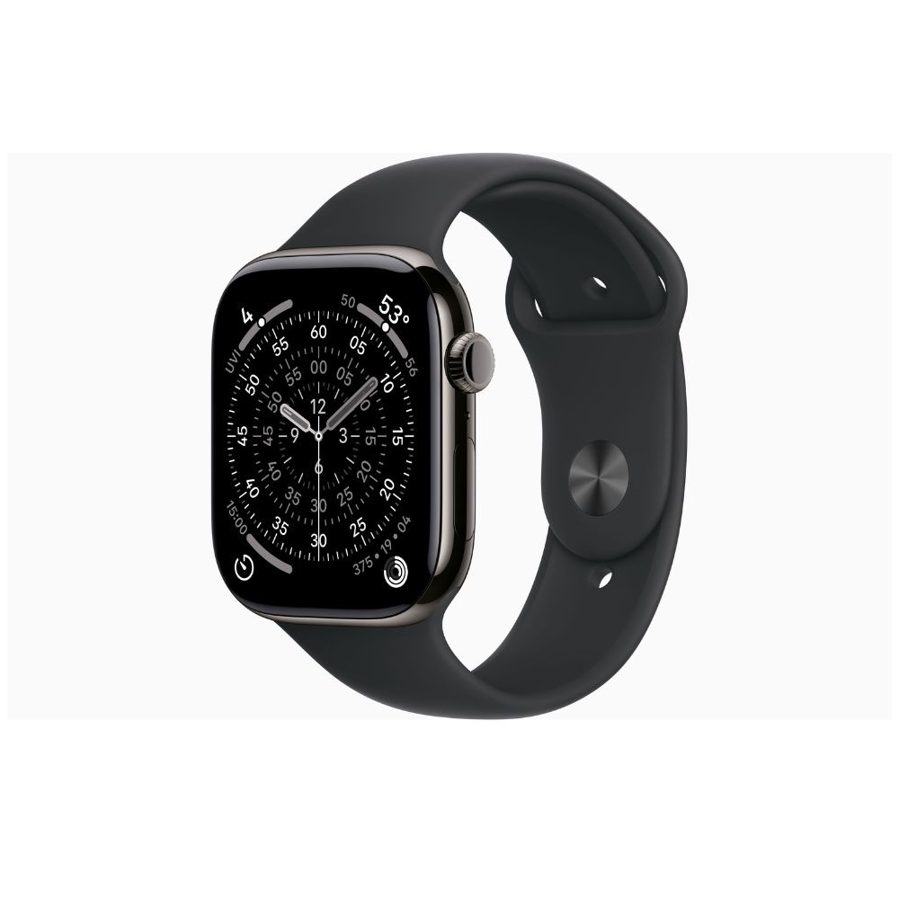 Apple Watch Series 11 GPS + Cellular 46mm Slate Titanium Case with Black Sport Band – S/M & M/L - Image 2