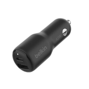 Belkin BoostCharge 42W Dual USB PD PPS Car Charger, 30W USB-C & 12W USB-A CCB005btBK