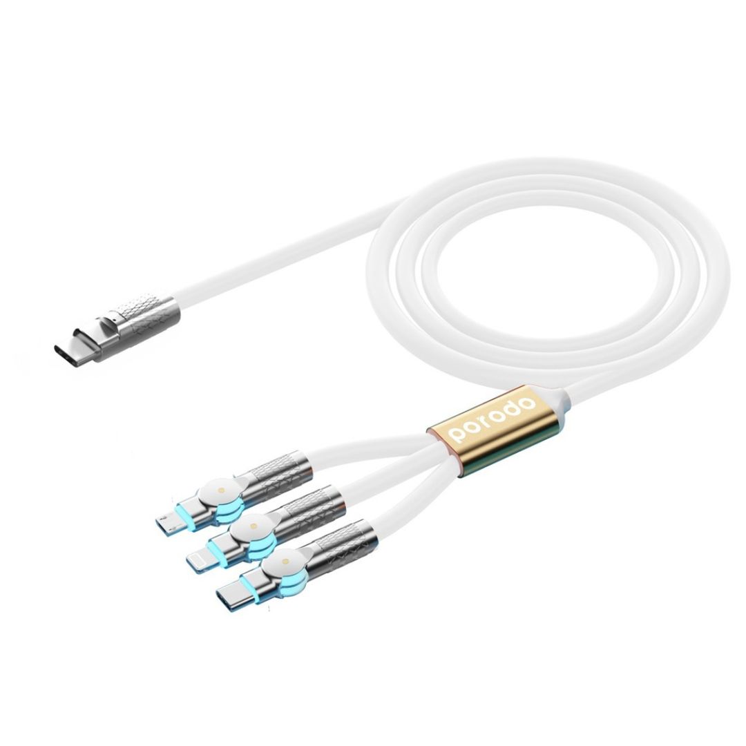 PORODO USB C TO 3 IN 1 100W CHARGING CABLE - Image 2