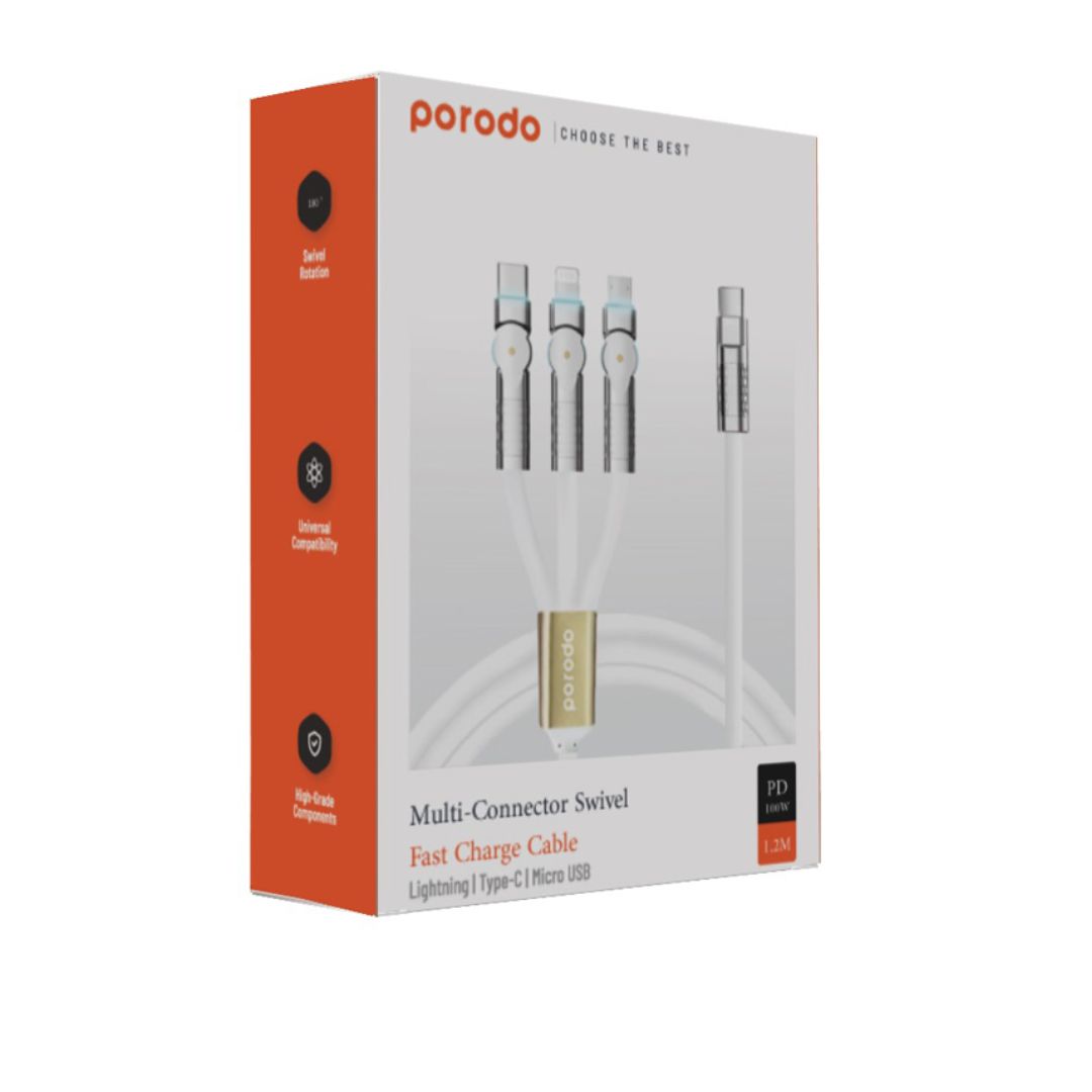 PORODO USB C TO 3 IN 1 100W CHARGING CABLE - Image 4