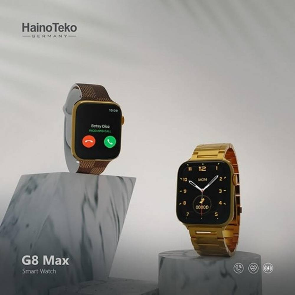 Haino Teko G8 Max Smart Watch, 45mm Bluetooth Call Wireless Charging Waterproof Gold - Image 3