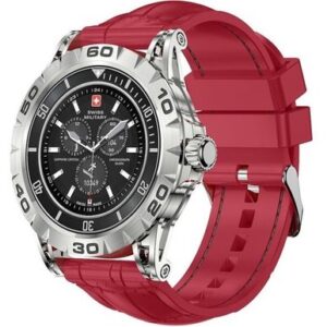 Swiss Military DOM 2 Silver Frame Red Silicon Strap Smart Watch