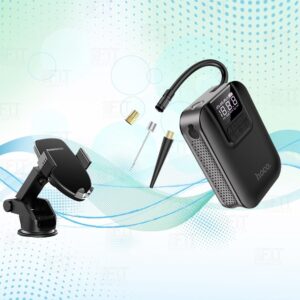 HOCO S53 Portable Smart Air Pump Mini Electric Digital Display Car Air Pump For Car - Black COD With River Song Smart Clip Wireless Charging Car Holder Bundle