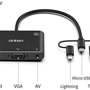 Onten  Type C / Lightning / Micro USB To HDMI / VGA / AV Adapter  7585C