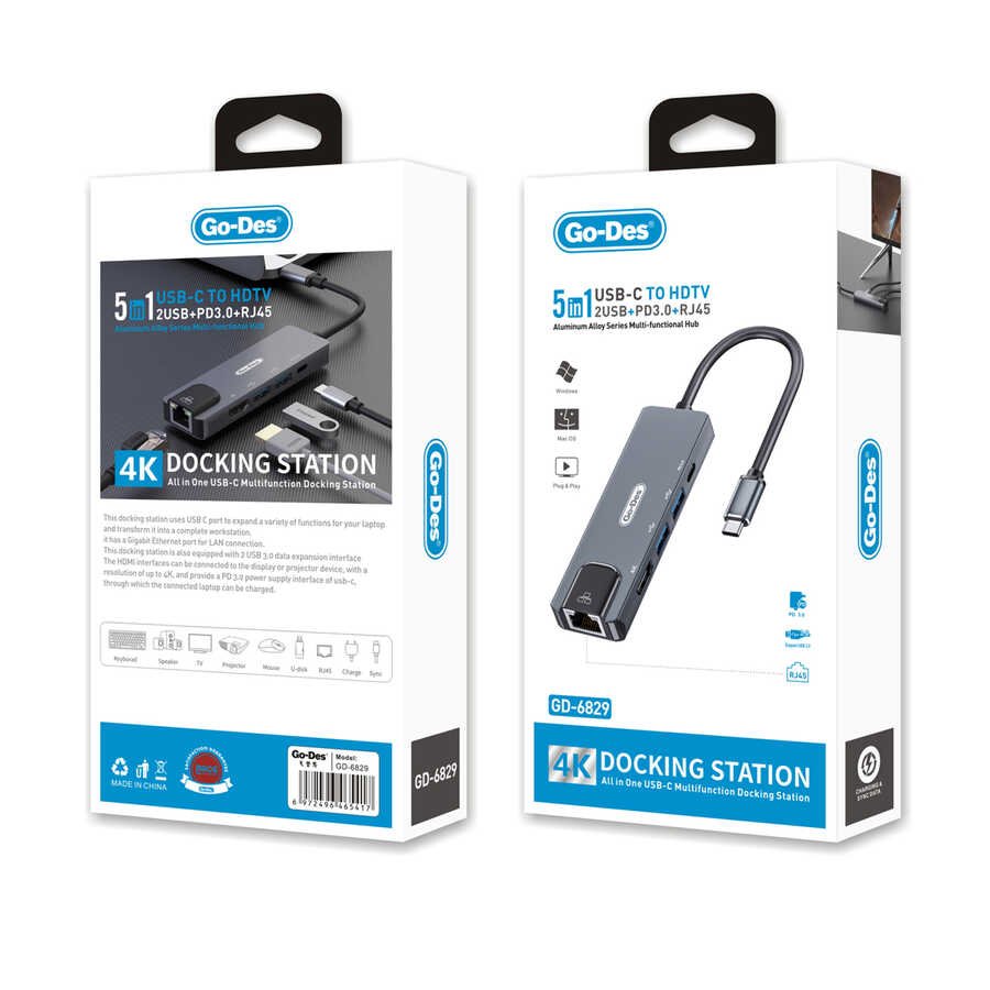 Go Des GD-6829 Type-c to HDTV 5 in 1 Converter Adapter - Image 3