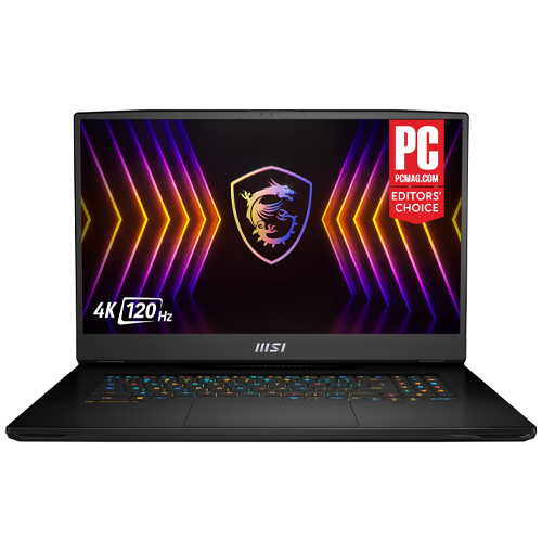 MSI Titan GT77 12UHS 17.3" UHD 120Hz Laptop, 12th Gen Intel Core i9-12900HX 1.8Ghz, 64GB DDR5 RAM, 2TB SSD, 16GB Nvidia Geforce RTX 3080TI, Windows 11 Home, Eng-Arabic Keyboard, Black