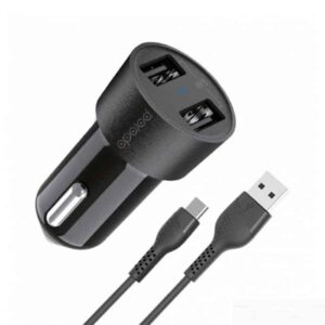 Porodo Dual USB 3.4A Fast Car Charger with C Type Cable