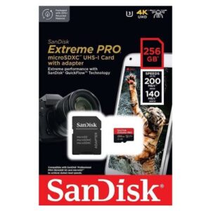 SanDisk Extreme PRO 256GB microSDXC UHS-I Card – 200MB/s Read, 140MB/s Write
