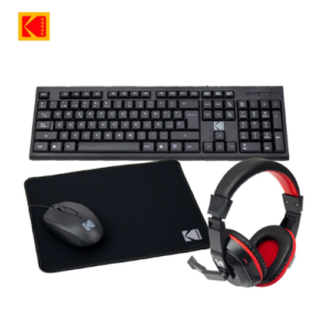 Kodak 4 in 1 Office Set Combo ( Wired Keyboard / Wired Mouse / Mouse Pad / Headset ) 4IN 1COS-6702