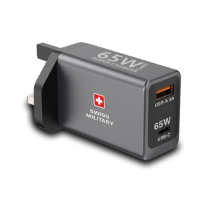 Swiss Military 65 W Gan 1 USB C AND USB A Super Charger With USB C To USB C Cable