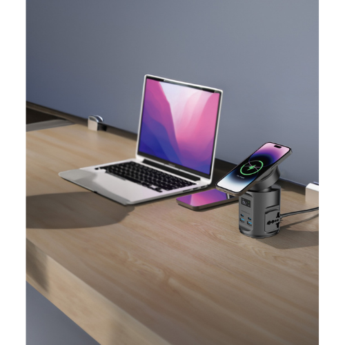 Powerology Magsafe Power Hub PD 65W 2X Universal Sockets 2200W - Black PWCUQC014 - Image 2