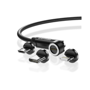 Porodo 3in1 TPE Cable with Rotatable Head for Micro + Lightning + Type-C - PD-31MGC-BK