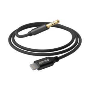 Porodo Braided Aluminum Lightning to 3.5mm AUX Cable 1.2M - Black PD-AXL 12 BK