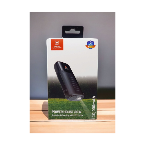 Swiss Military Power Bank 30W With Led Torch 10000mAh Battery SM-PB-30W-BLK