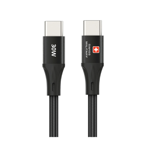 Swiss Military USB-C To USB-C Data Sync Charging Cable 1.2M 30W Black