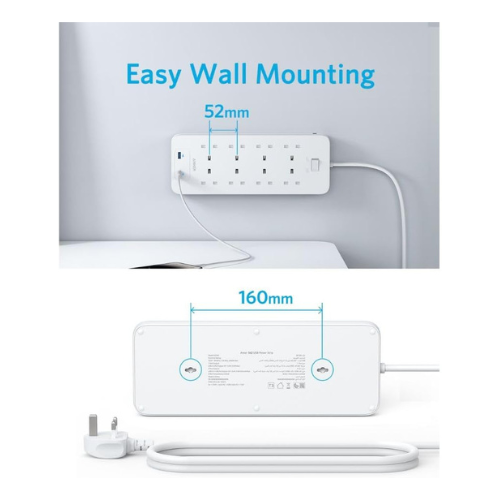 Anker 342 USB Power Strip, 8AC, 2 USB A , A9182K21 - Image 2