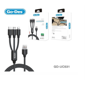 GO-DES 3IN1 Charging Cable 1200MM 3.1A GD-UC531