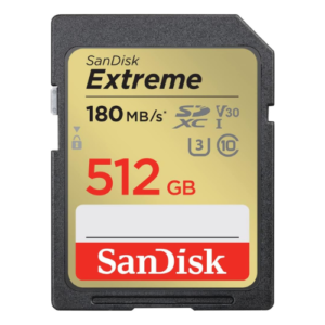 SanDisk Extreme SD UHS I 512GB Card for 4K Video for DSLR and Mirrorless Cameras 180MB/s Read & 130MB/s Write