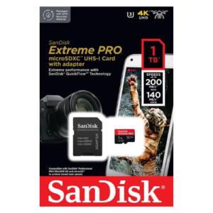 SanDisk Extreme Pro microSD UHS I Card 1TB for 4K Video on Smartphones, Action Cams & Drones 200MB/s Read, 140MB/s Write