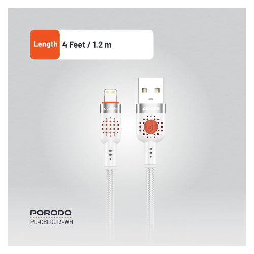 Porodo USB A TO Lightning1.2M Charging Cable - Image 2