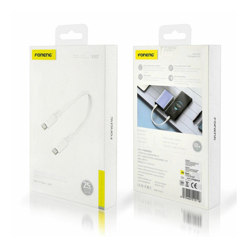 FONENG X107, USB C TO USB C 25CM Data Cable - Image 2