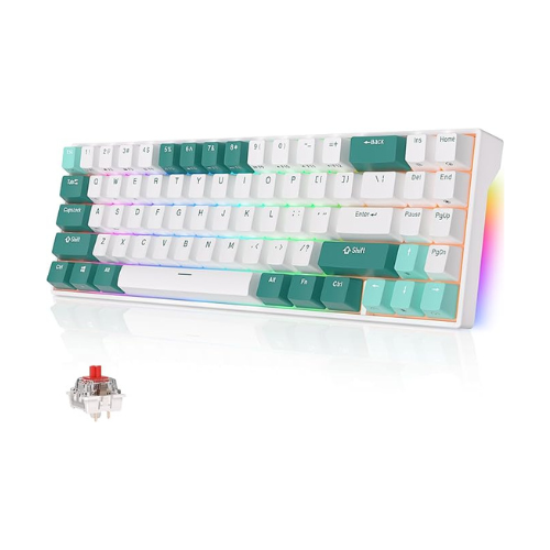 Royal Kludge RK71 TKL Water Green Mechanical Keyboard-Red switch- Wired,Bluetooth.Wireless 2.4-Arabic English