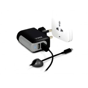 Port Connect 2X USB Charger + USB Type C Cable & Cable Holder