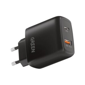 Green Compact Wall Charger Dual Port USB 12W