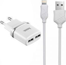 Hoco Smart Dual Ports Charger Set With Lightning Cable 2.4 A