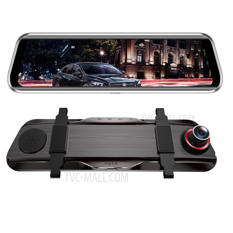 Anytek T900+ Car camera Dash Cam 9.66 Inch Car Camera Rear View Mirror with Rear view Camera DVR 1080P+1080P and Micro SD Card